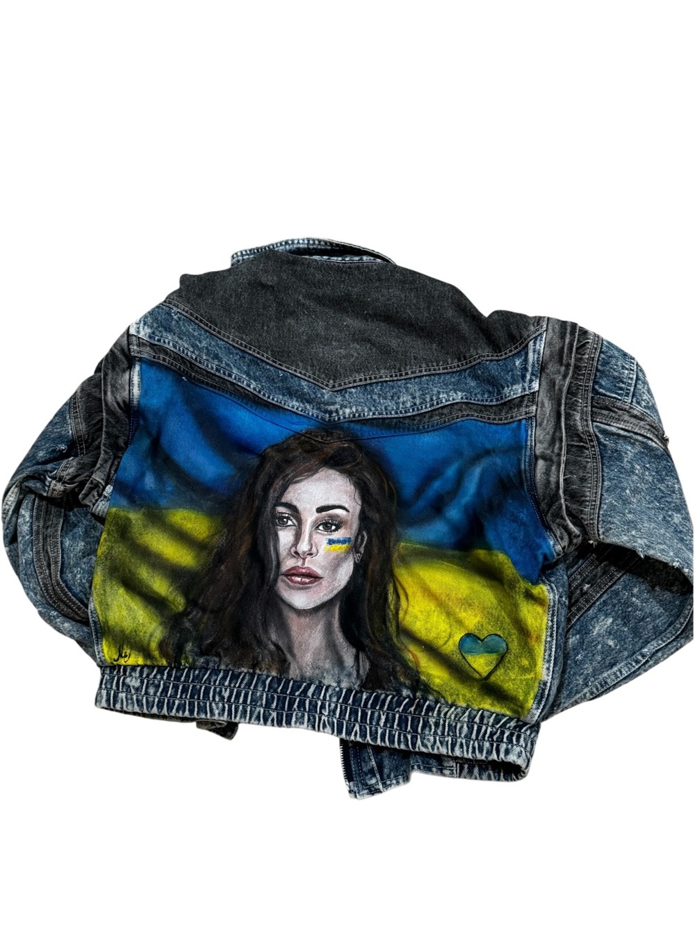 IRO Distressed Washed Denim Bomber Jacket - Blue